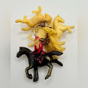 Vintage Miniature Celluloid Equestrian Jockey Horses Cracker Jack Charms